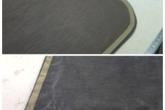 Gray fabric panel with contrast gold binding — detail shots