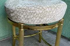 Snakeskin-print round vanity stool with gold metal base