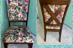Fall leaf-print dining chair — front and back views