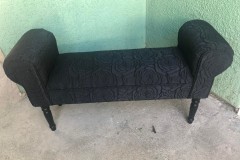 Black rose-embossed rolled-arm window bench