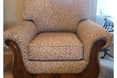Leopard-print oversized armchair with wood scroll base