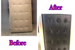 Tufted headboard panel — stained beige to black leather