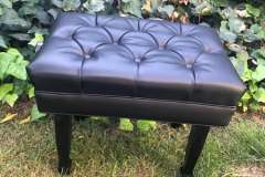 Black leather tufted piano bench stool